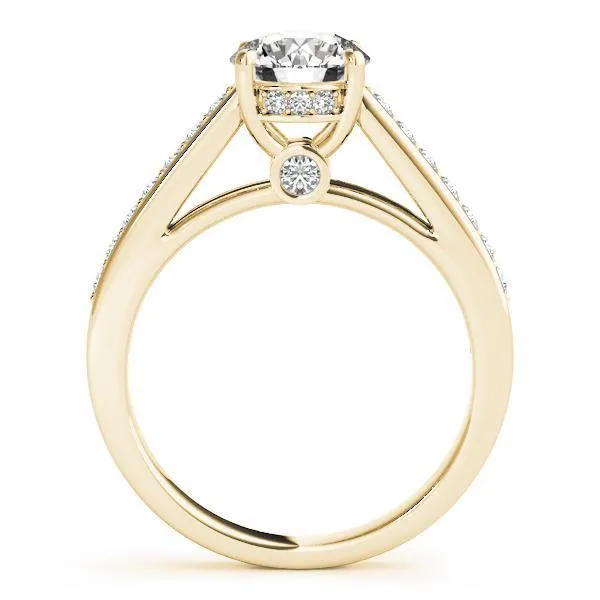 Presley Round Center Stone Diamond Channel Cathedral Ring