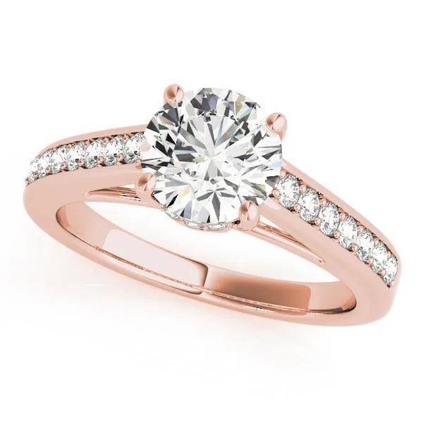 Presley Round Center Stone Diamond Channel Cathedral Ring