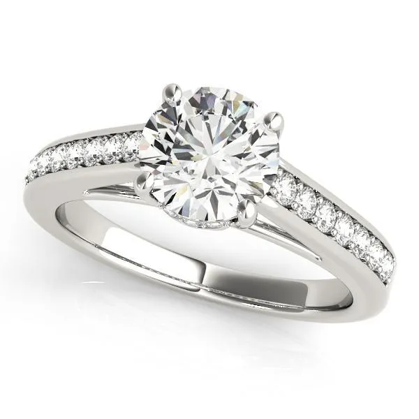 Presley Round Center Stone Diamond Channel Cathedral Ring