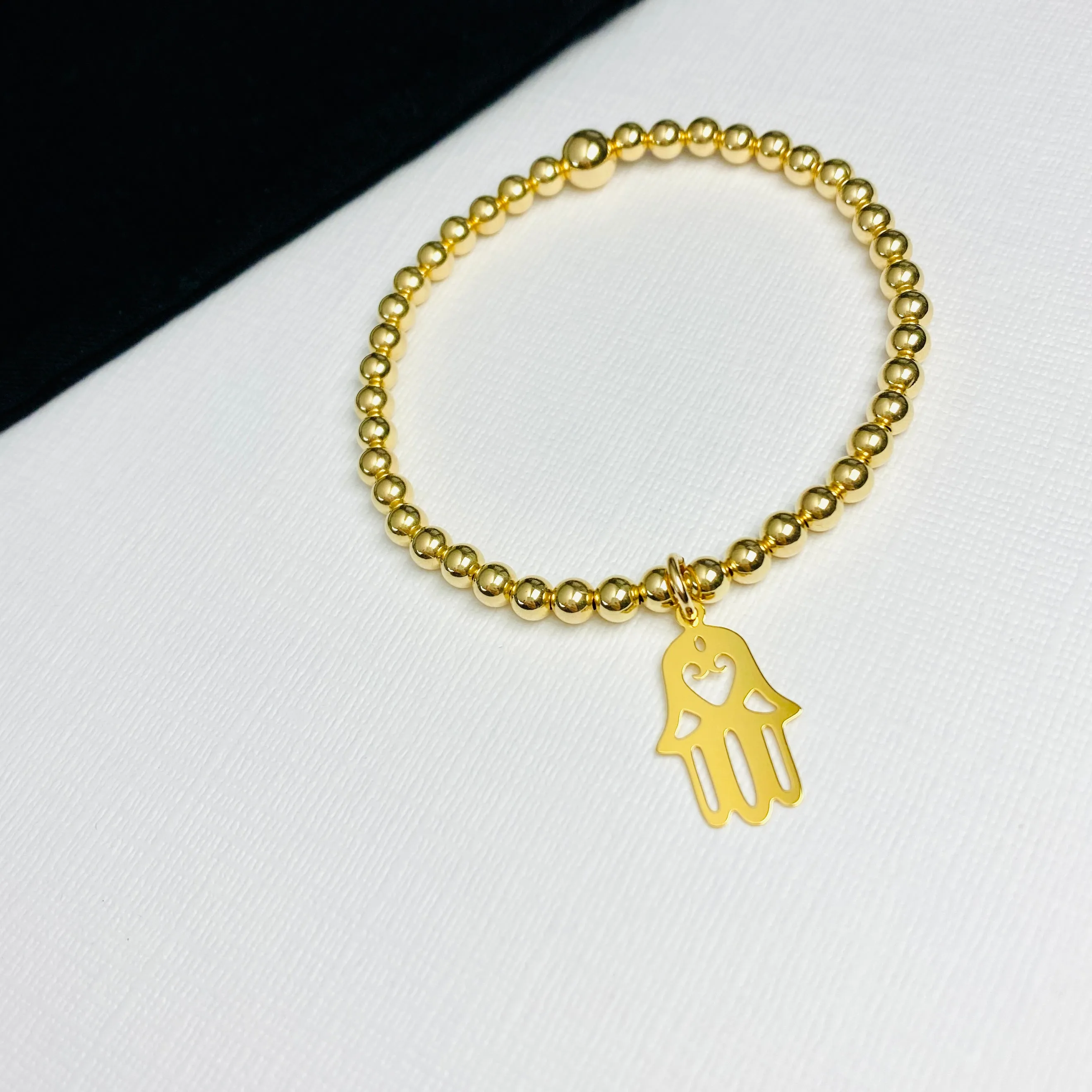 PROTECT | Gold Hamsa Hand Bead Bracelet
