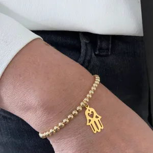 PROTECT | Gold Hamsa Hand Bead Bracelet