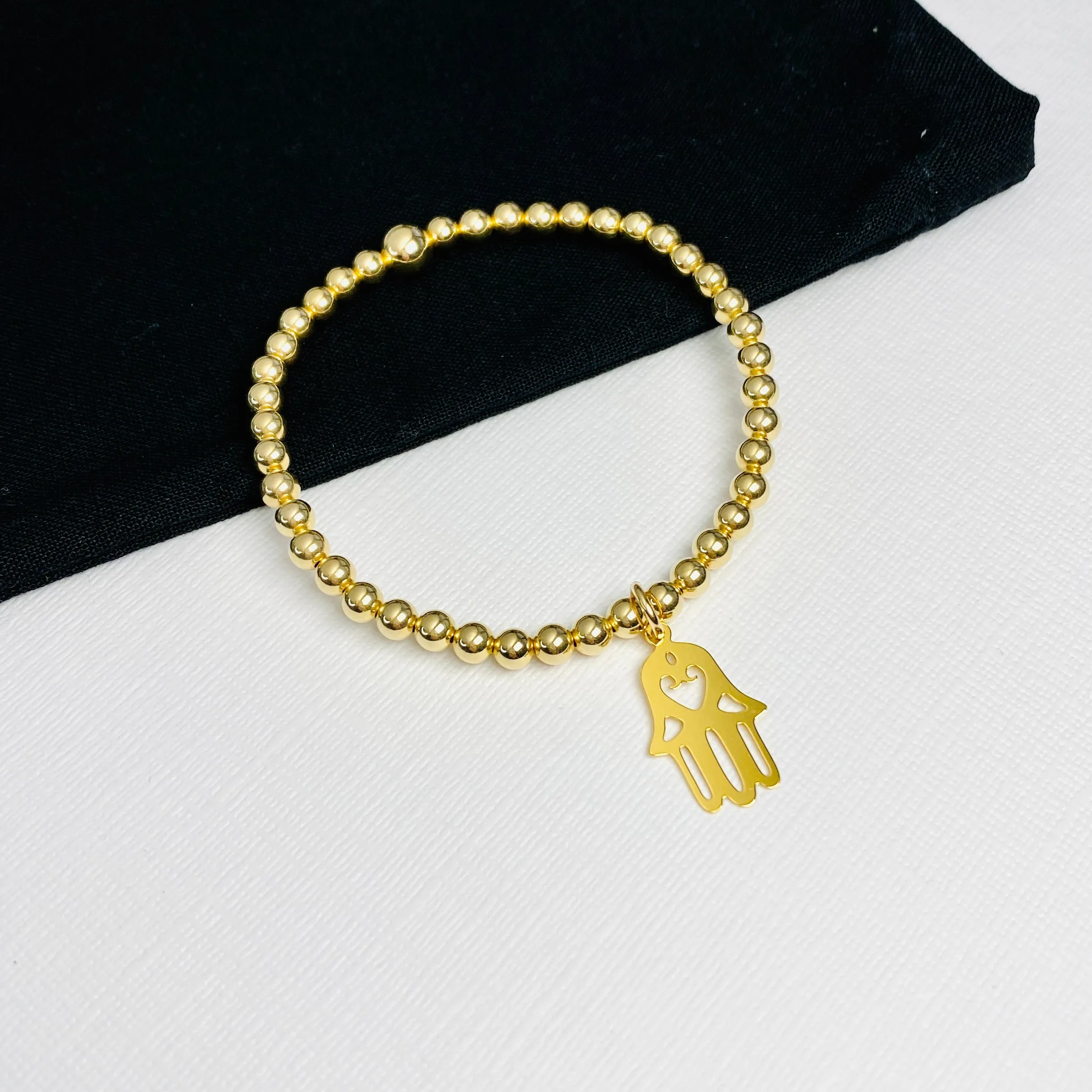 PROTECT | Gold Hamsa Hand Bead Bracelet