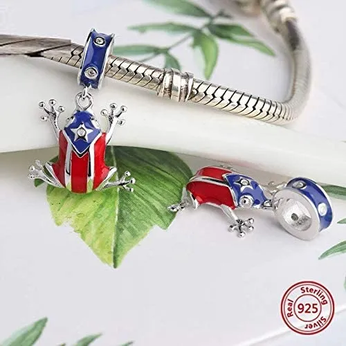 Puerto Rico Flag Coqui Frog Dangle Pendant