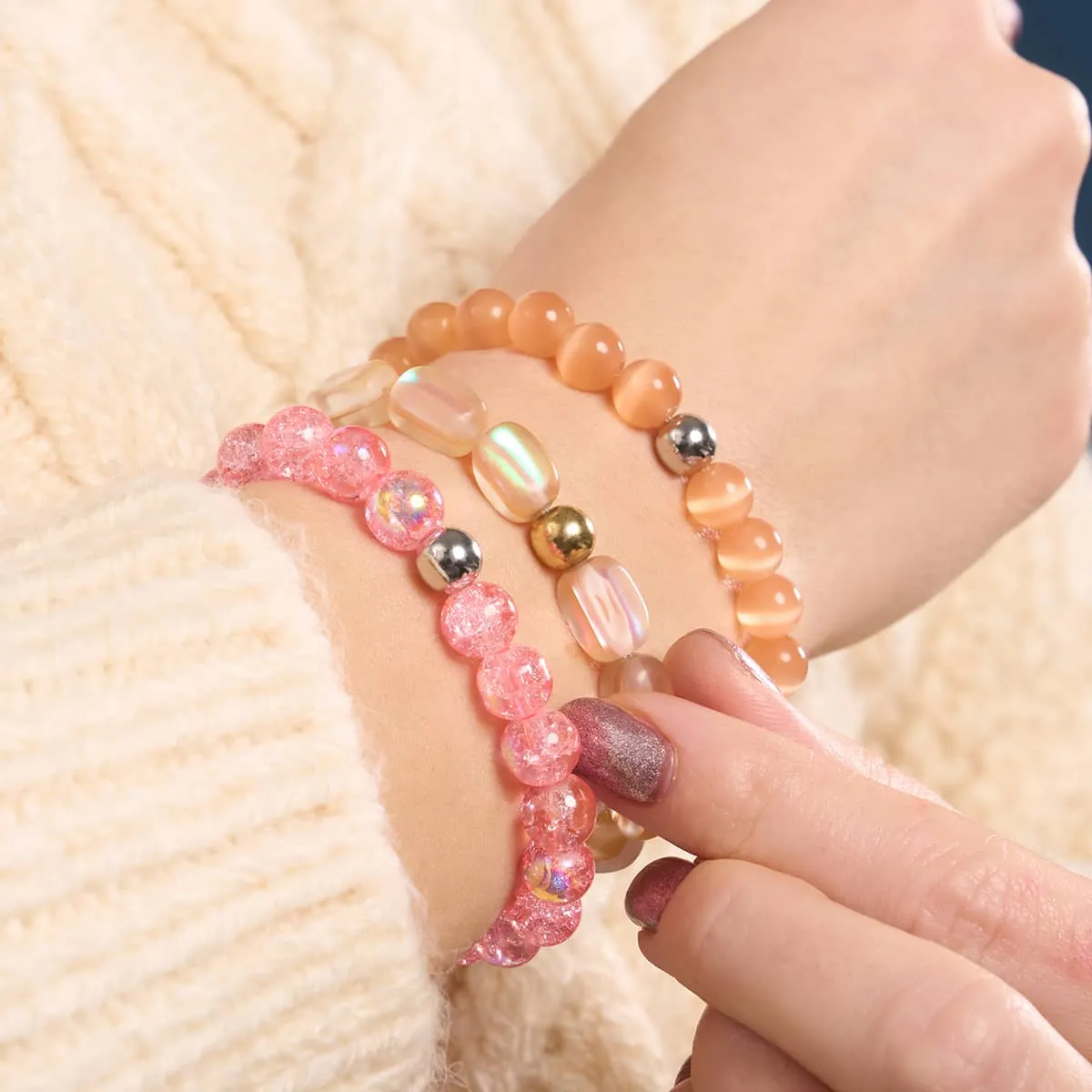 Pumpkin | .925 Sterling Silver | Cheshire Glass Bracelet