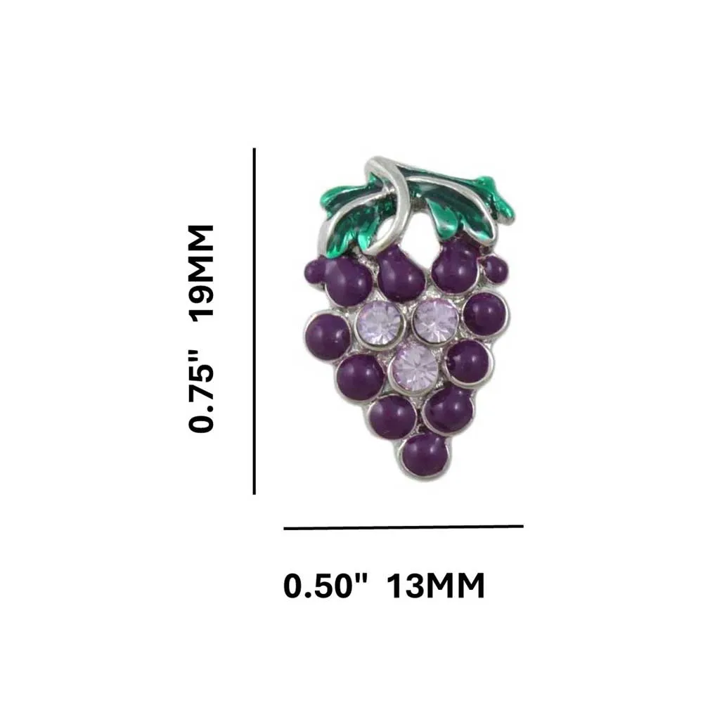 Purple and Green Enamel and Crystal Grapes Pierced Earring - REE306