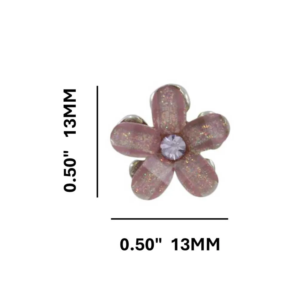 Purple Glass and Crystal Daisy Flower Pierced Earring - PRL929E