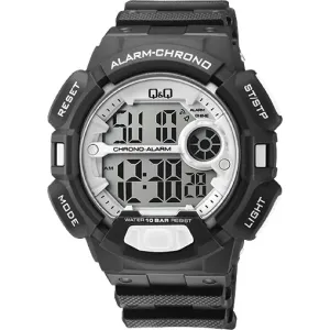 Q&Q Black Rubber Strap Grey Dial Quartz Watch for Gents - M132J008