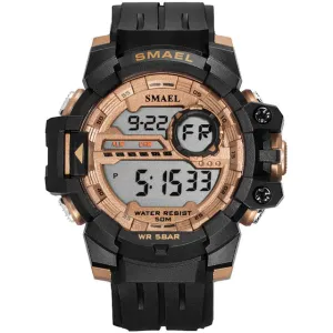 Q&Q Black Rubber Strap Grey Dial Quartz Watch for Gents - M143J007
