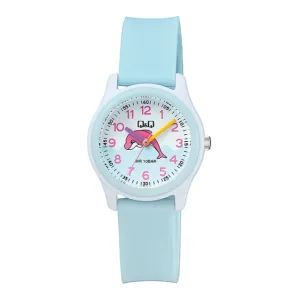 Q&Q Blue Silicone Strap White Dial Quartz Watch for Kids - VS59J005Y