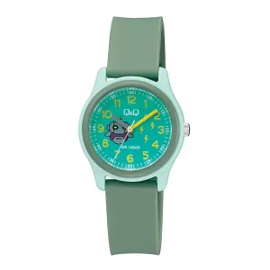Q&Q Green Resin Strap Green Dial Quartz Watch for Kids - VS59J006Y