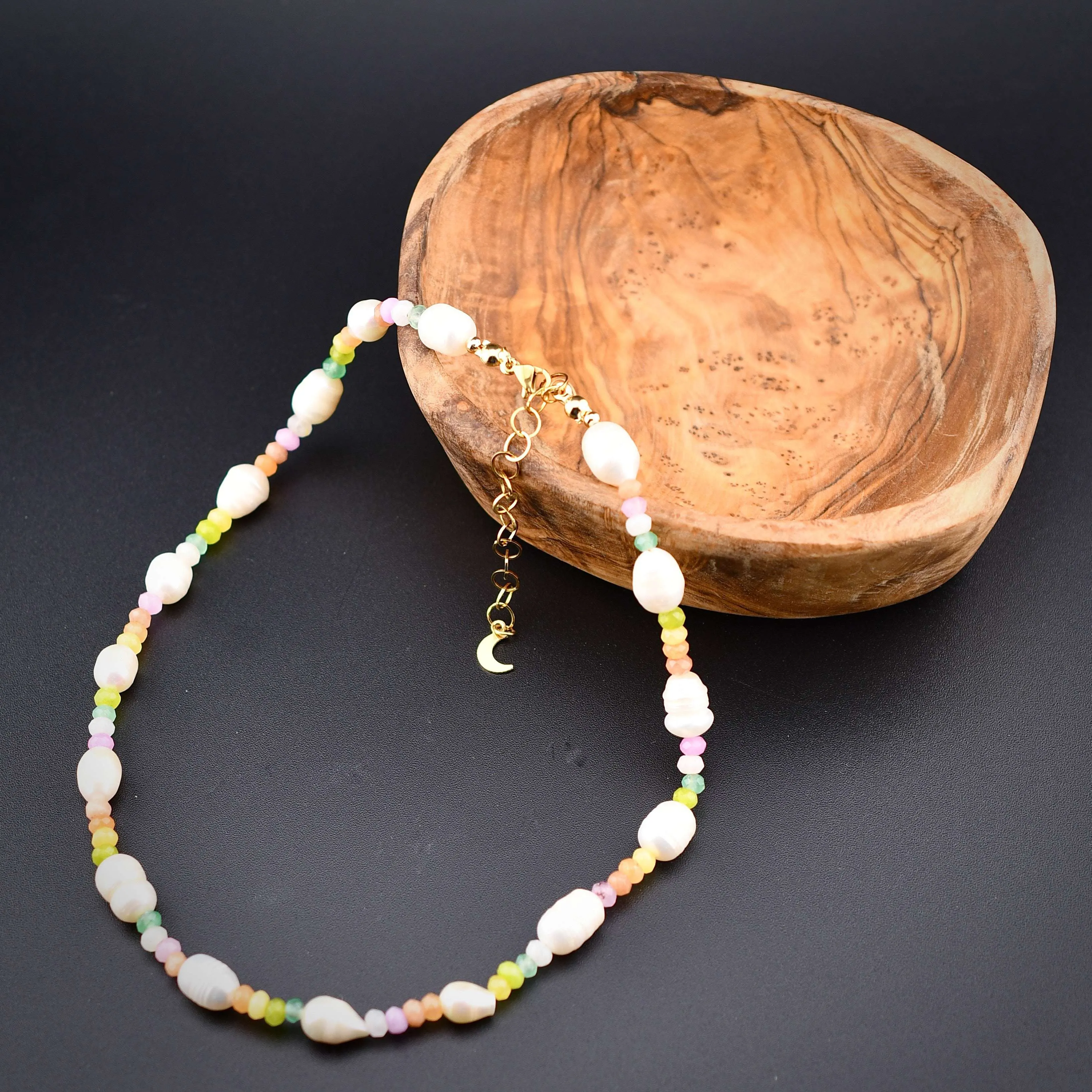 Rainbow Jade & Pearl Necklace (Final Sale)
