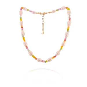 Rainbow Jade & Pearl Necklace (Final Sale)