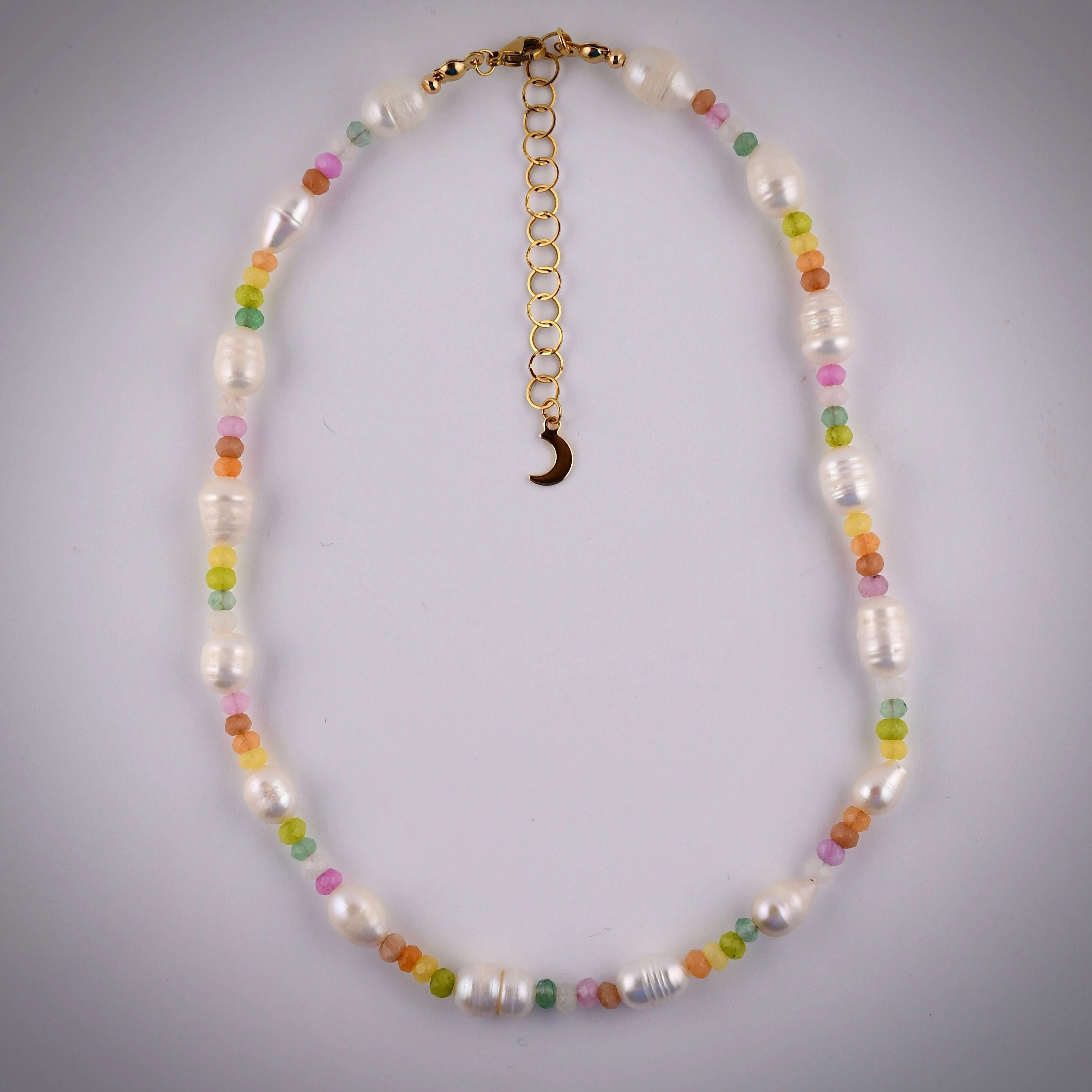 Rainbow Jade & Pearl Necklace (Final Sale)