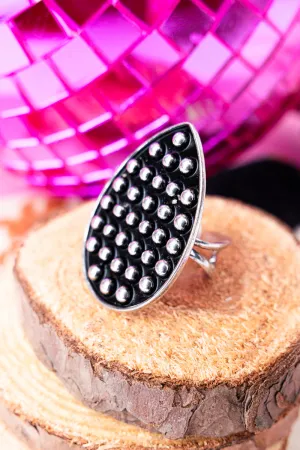 Ramblewood Studded Teardrop Silvertone Cuff Ring