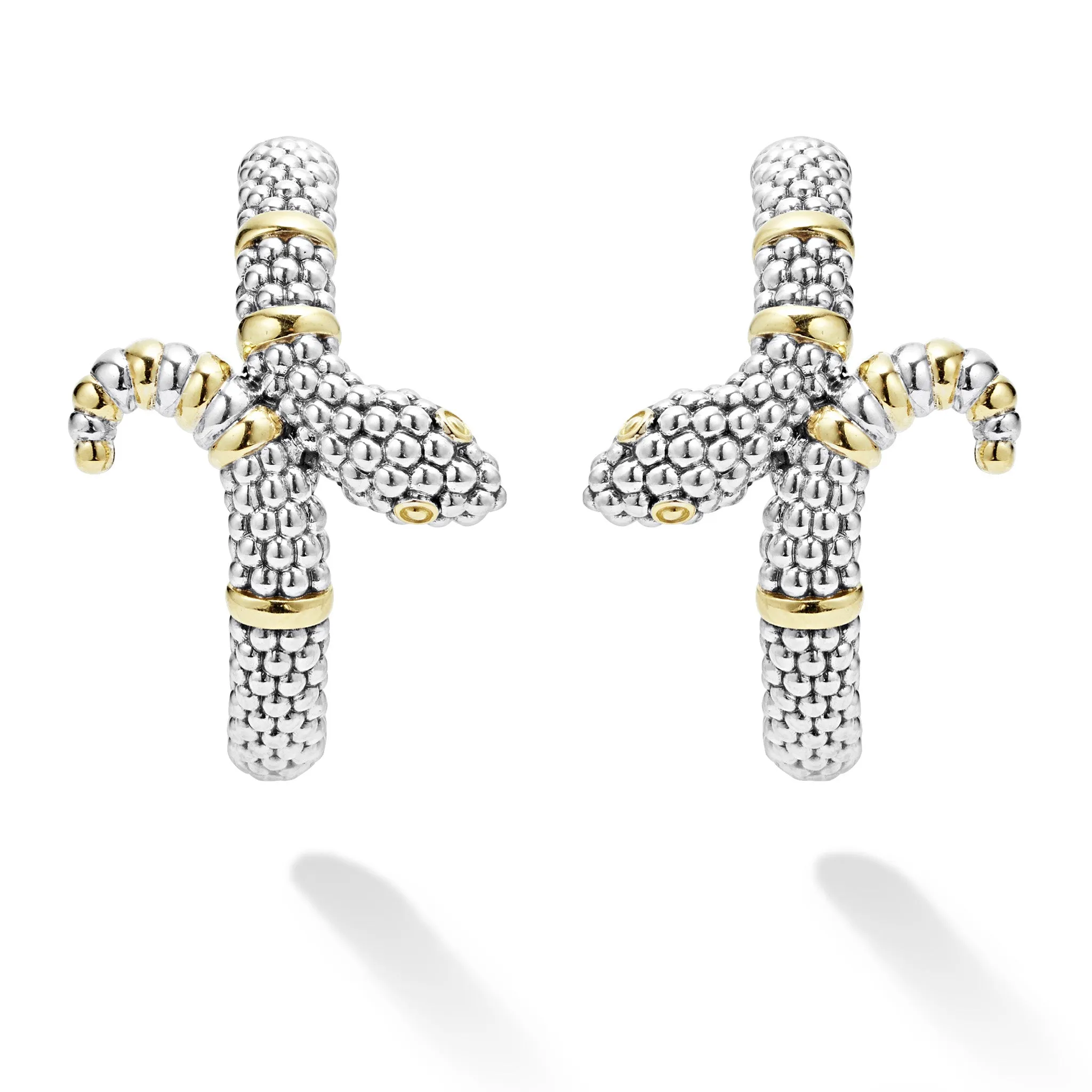 Rare Wonders Two-Tone Snake Hoop Earrings