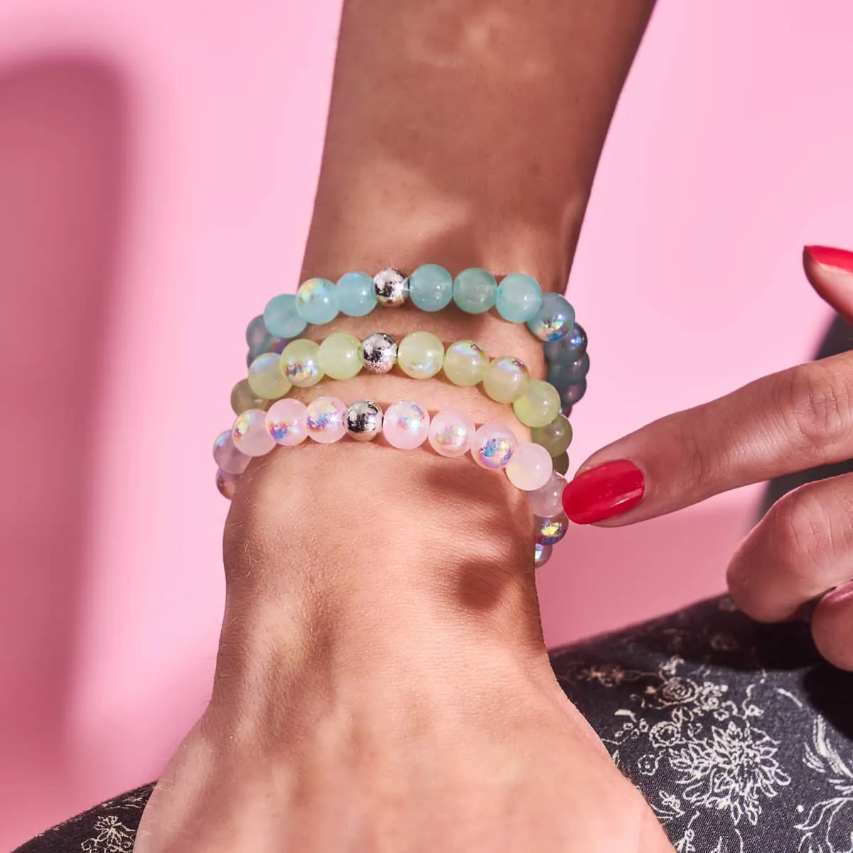 Raspberry | .925 Sterling Silver | Bubble Glass Bracelet