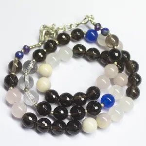 Ready to wear - Natural Multi Gemstone Plain Round Loose Gemstone Beaded Necklace