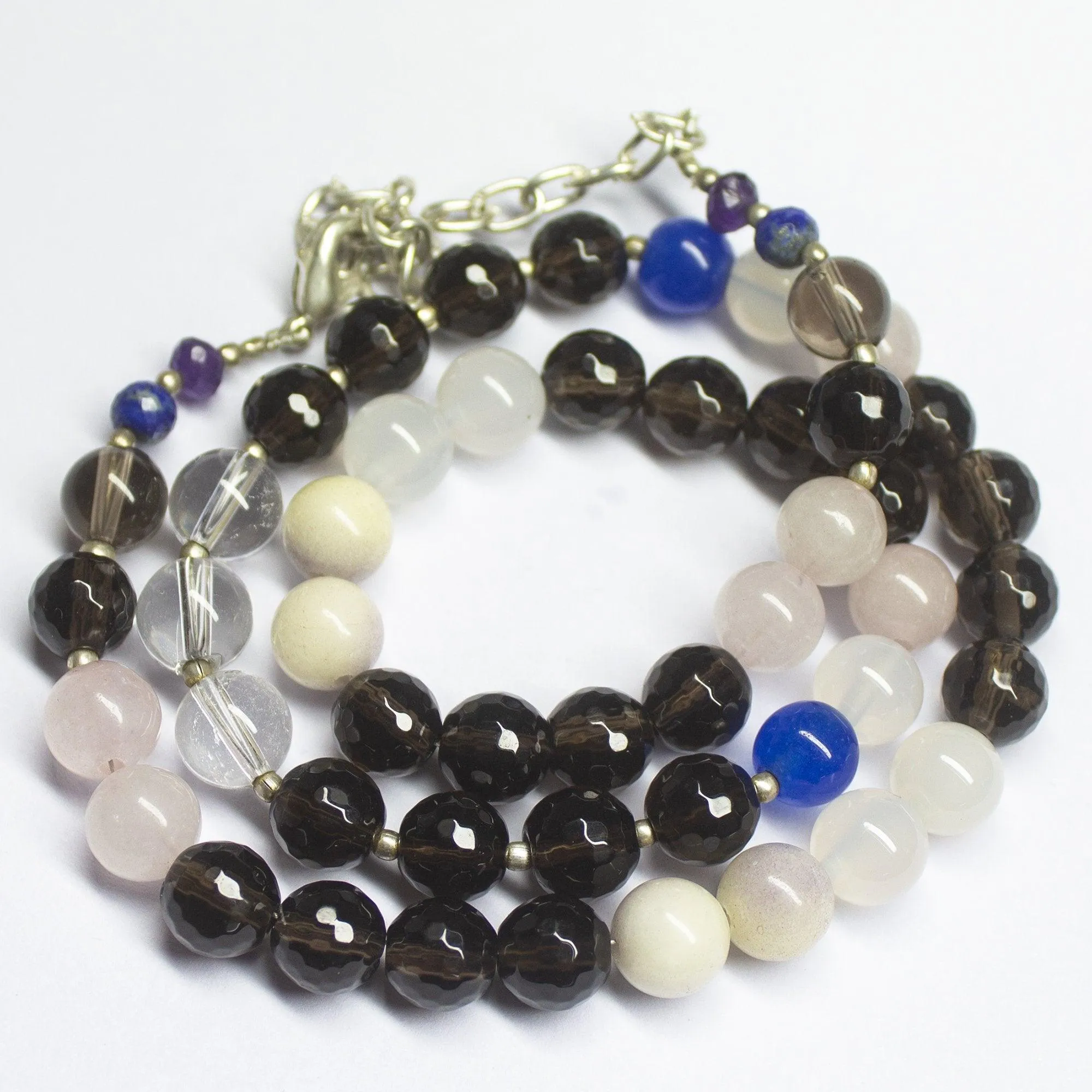 Ready to wear - Natural Multi Gemstone Plain Round Loose Gemstone Beaded Necklace