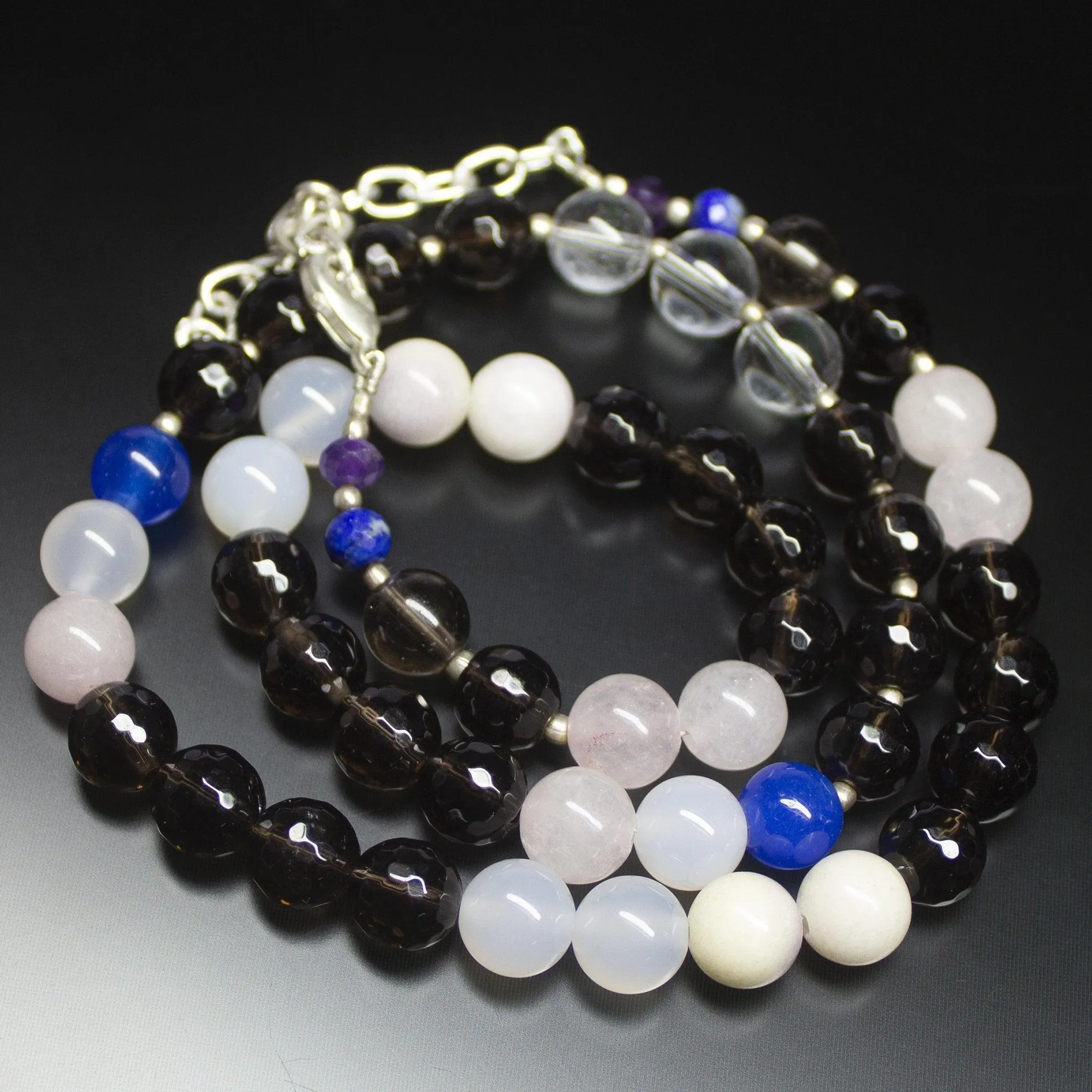 Ready to wear - Natural Multi Gemstone Plain Round Loose Gemstone Beaded Necklace