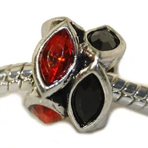Red and Black Acrylic Rhinestones Charm European Bead Compatible for Most European Snake Chain Bracelet