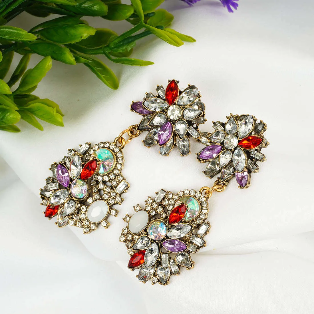 Red Crystal Chandelier Earrings
