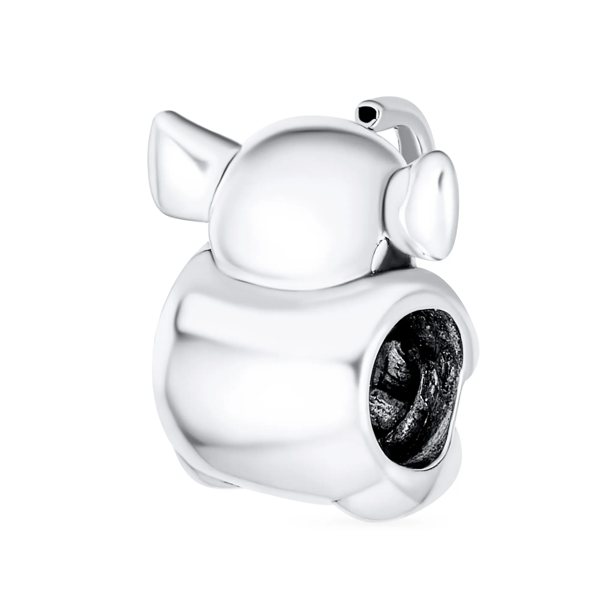 Red Heart Elephant Charm Bead in Sterling Silver for European Bracelets