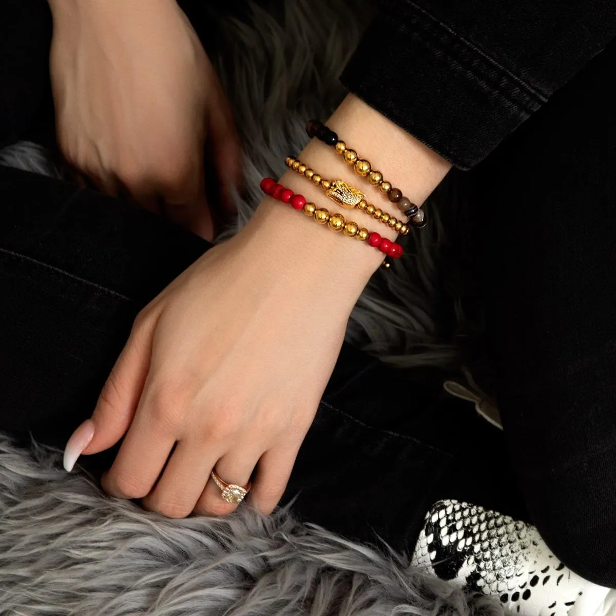 Red Turquoise | Gold | Balance Gemstone Macrame Bracelet
