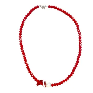 Red w/Santa Hat Beaded Necklace