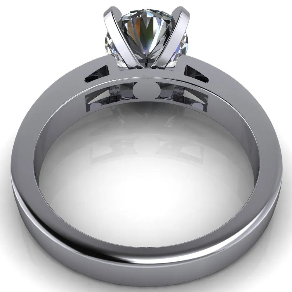 Reese Round Center Stone 4 Prong Princess Diamond Shoulder Cathedral Ring