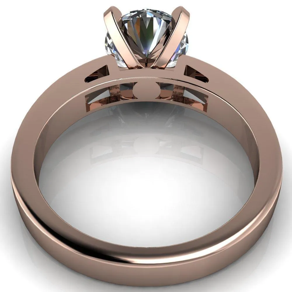 Reese Round Center Stone 4 Prong Princess Diamond Shoulder Cathedral Ring
