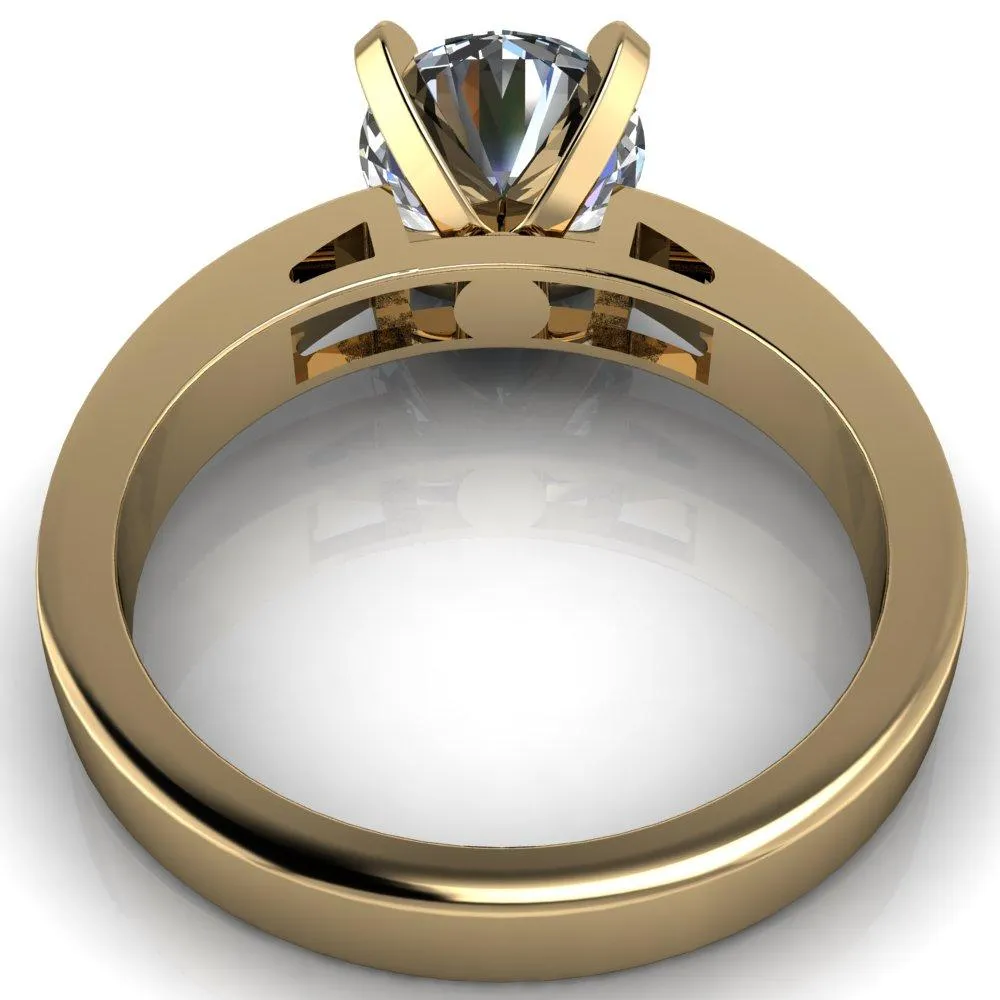 Reese Round Center Stone 4 Prong Princess Diamond Shoulder Cathedral Ring