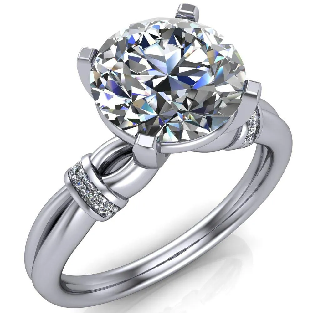Renée Round Center Stone 4 Prong Diamond Shoulder Split Shank Set Ring