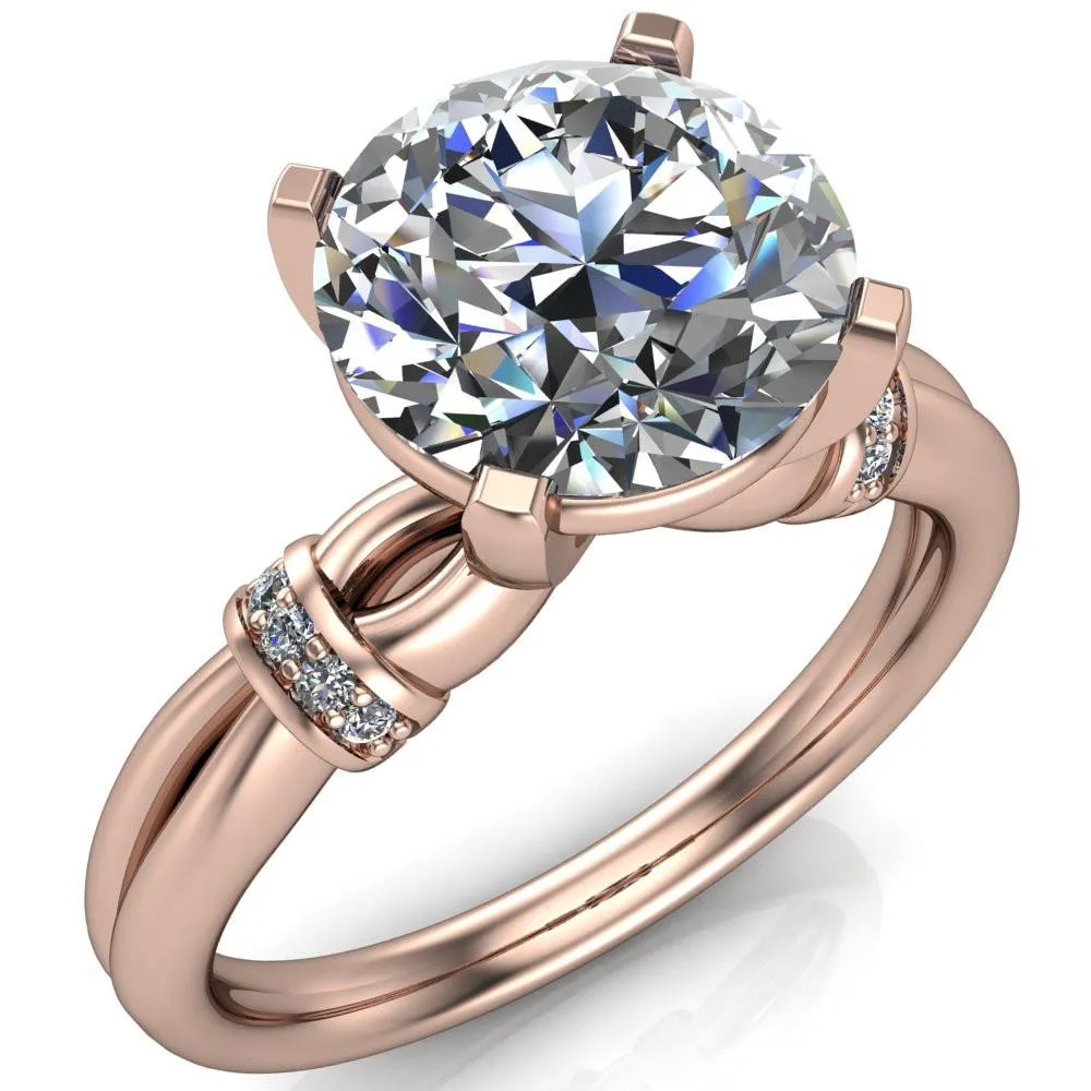 Renée Round Center Stone 4 Prong Diamond Shoulder Split Shank Set Ring