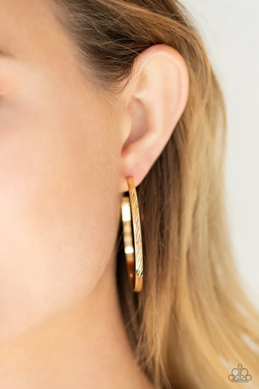 Reporting for Duty Gold Paparazzi Earrings