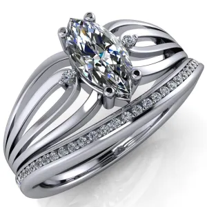 Rhae Marquise Center Stone 4 Prong Double Drop End Shank Ring