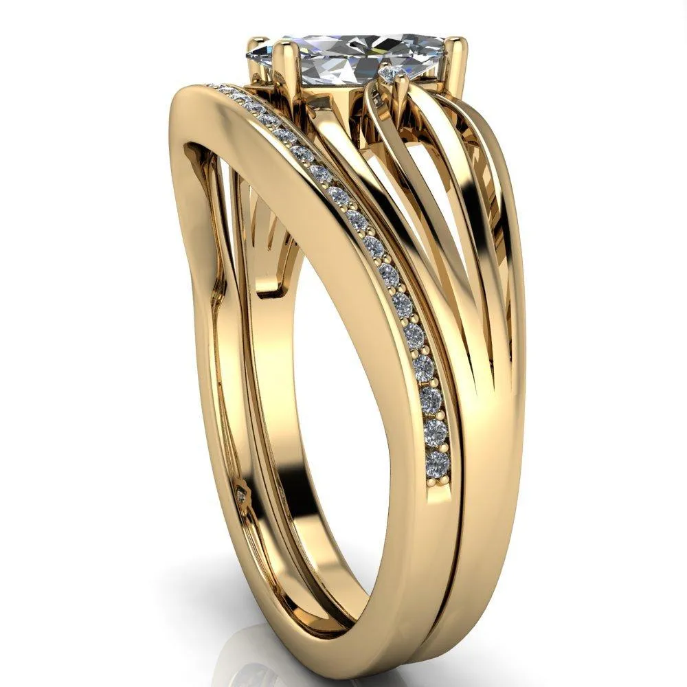 Rhae Marquise Center Stone 4 Prong Double Drop End Shank Ring