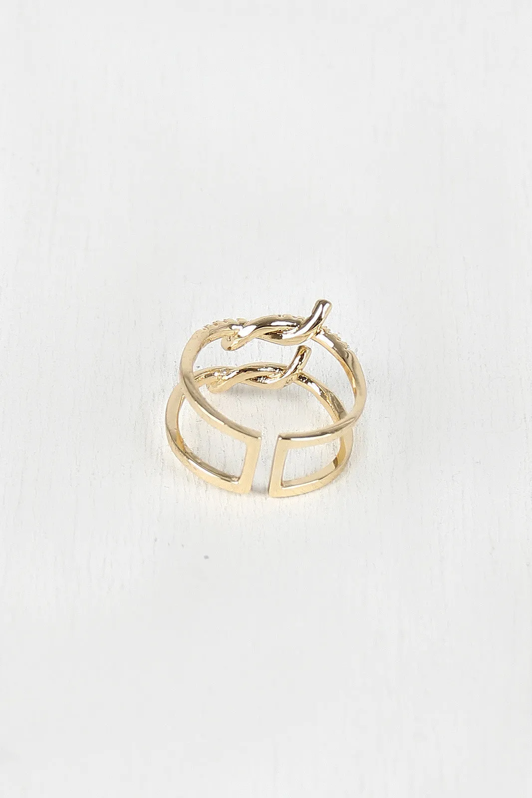 Rhinestone Double Twisted Ring