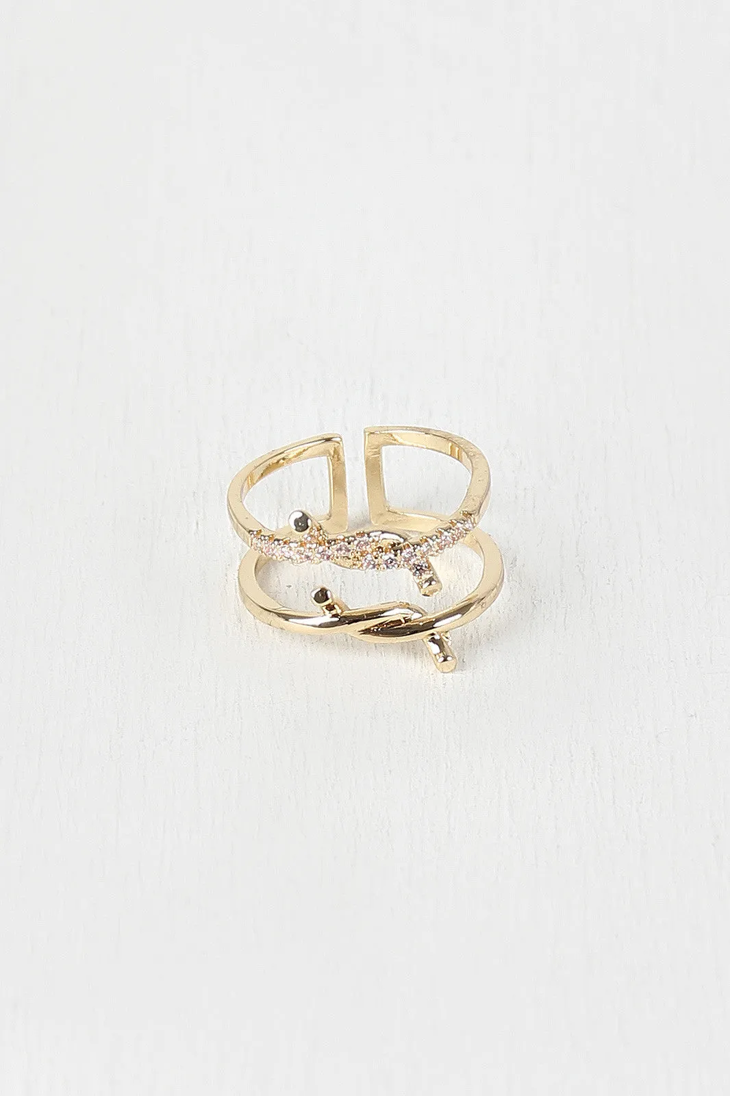 Rhinestone Double Twisted Ring