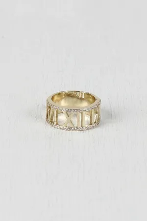 Rhinestone Roman Numeral Ring