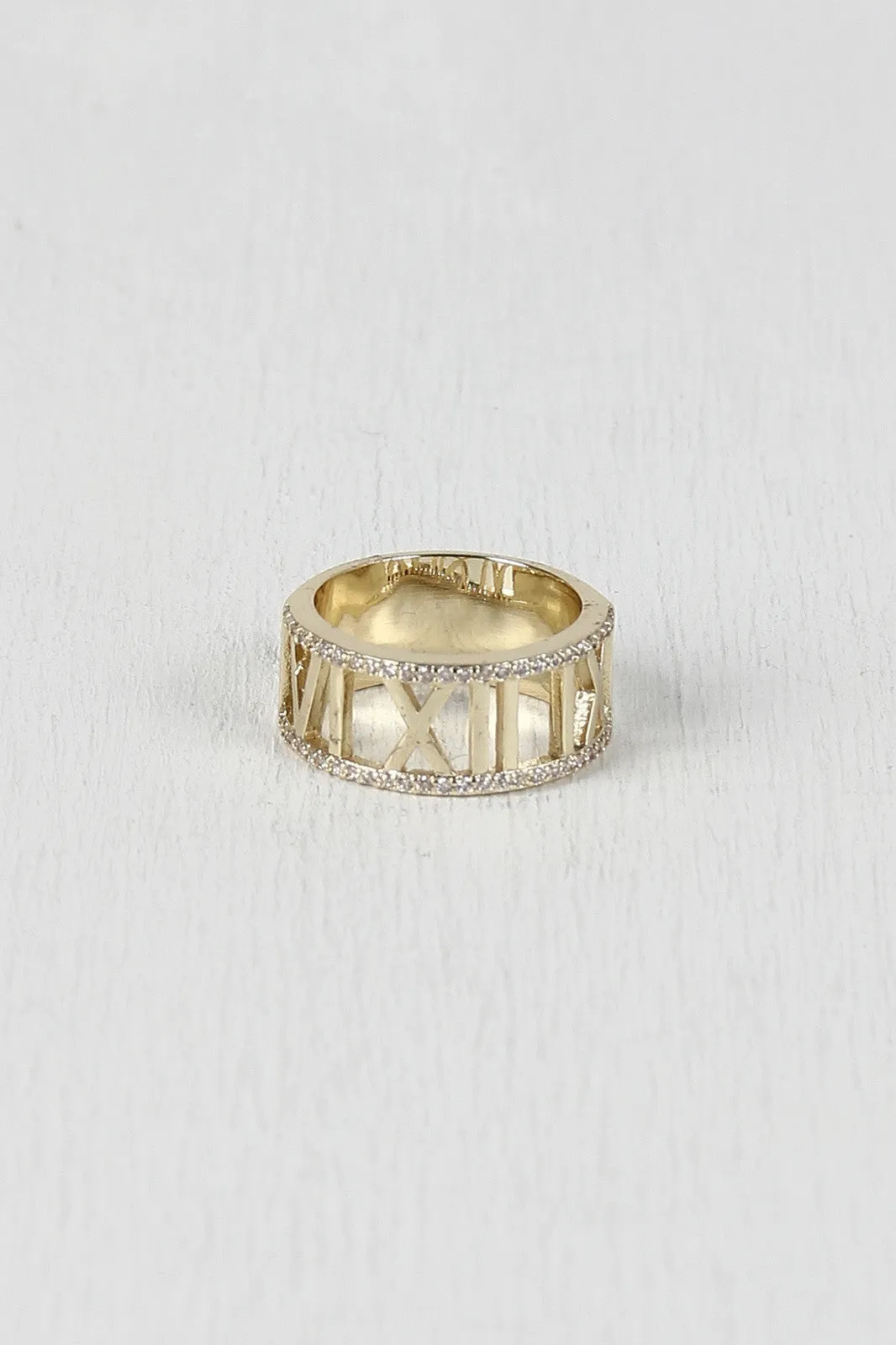 Rhinestone Roman Numeral Ring
