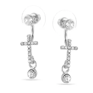 RHODIUM CROSS CRYSTAL STUD EARRING #SWKK-7050RHO