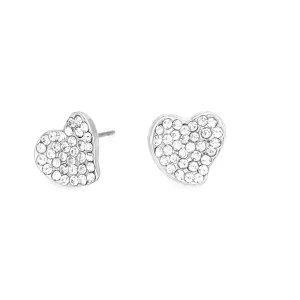 RHODIUM HEART CRYSTAL  EARRINGS #HNE87742RDCR (OG23)