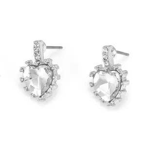 RHODIUM HEART CRYSTAL STUD EARRINGS #HNE88453RDCR (GB10)