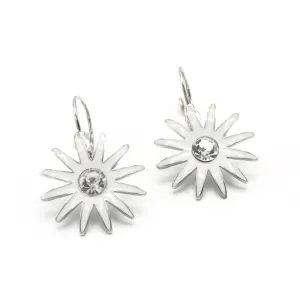 RHODIUM WHITE CRYSTAL FLOWER EARRINGS# SQ270766RW
