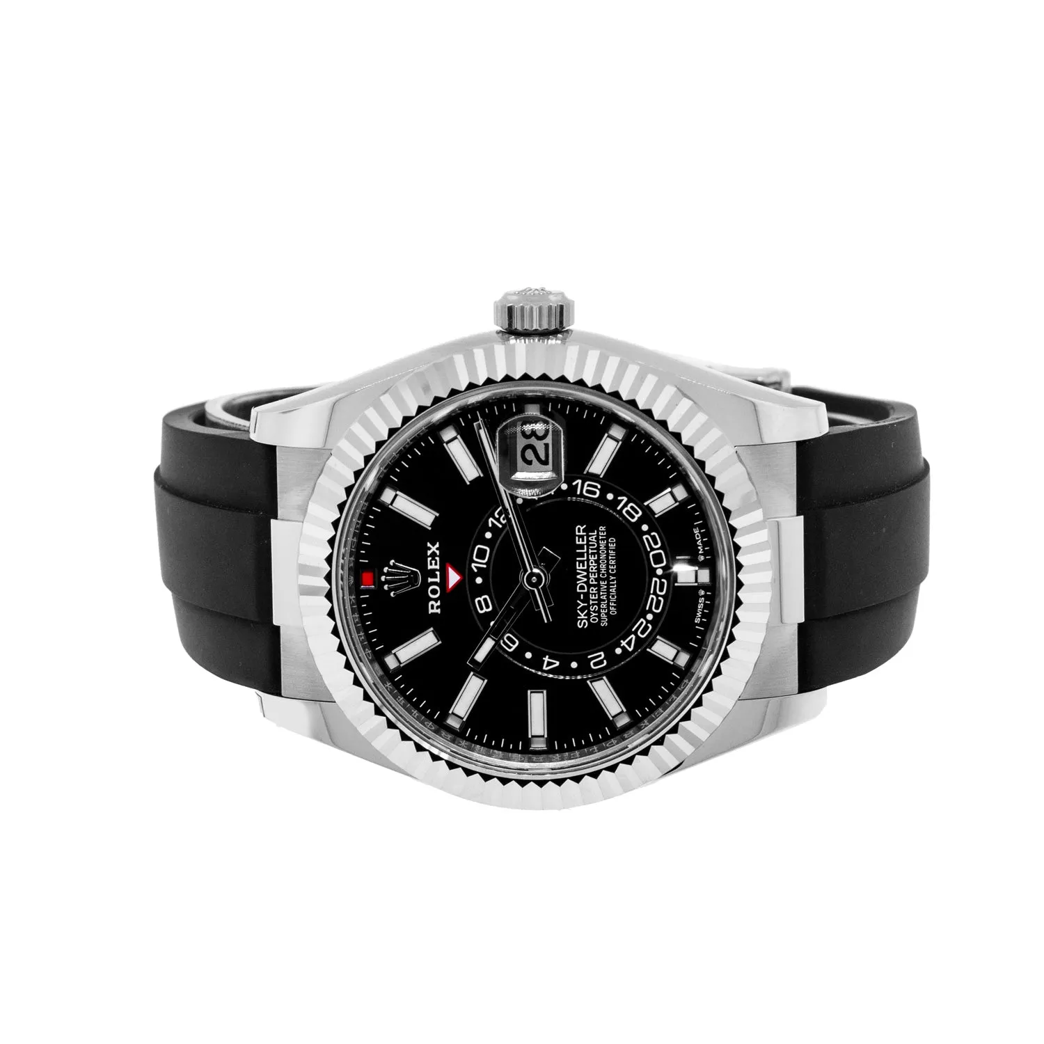 Rolex Sky-Dweller 42mm White Gold Black Index Dial & Fluted Bezel 336239