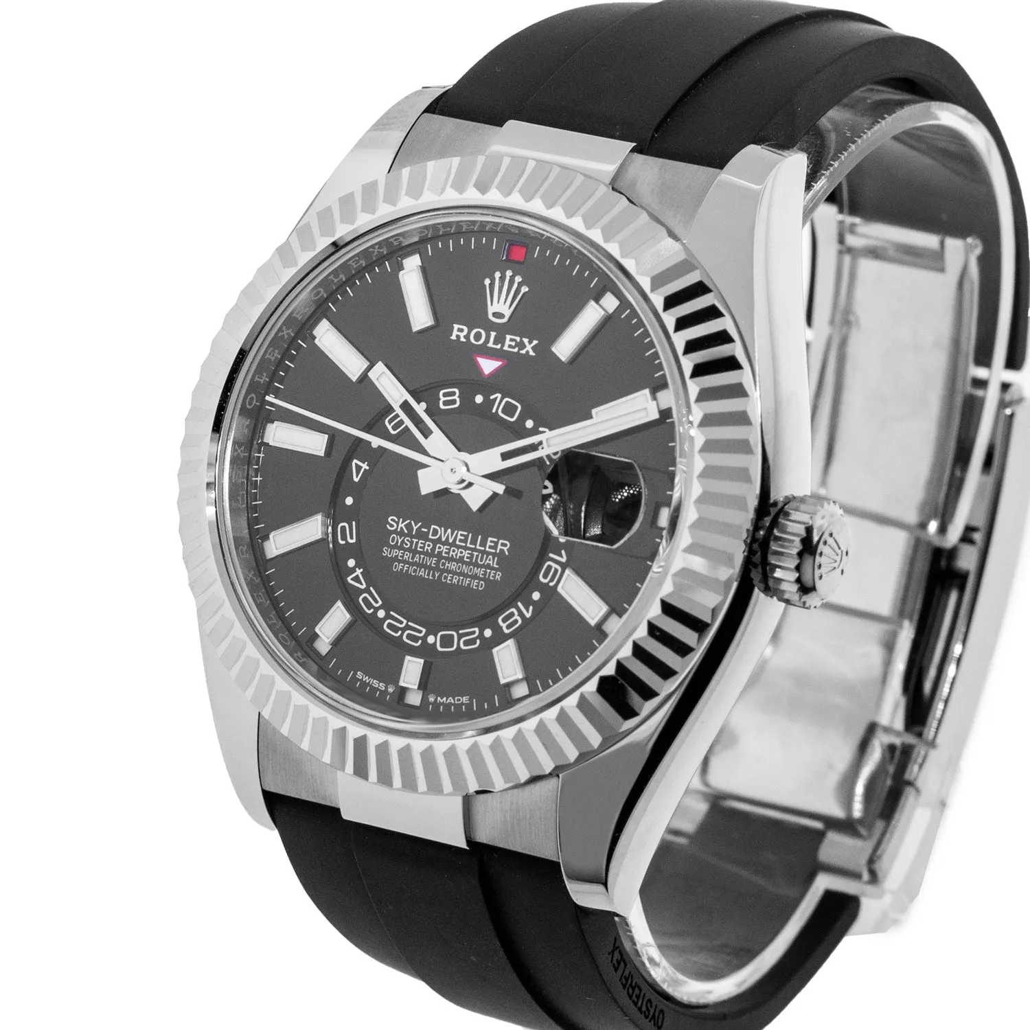 Rolex Sky-Dweller 42mm White Gold Black Index Dial & Fluted Bezel 336239