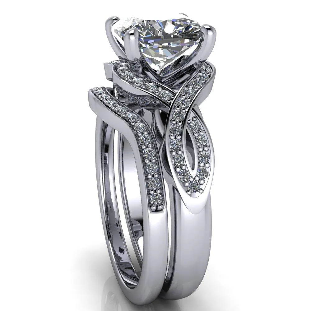 Rolling Stone Cushion Center Stone 4 Prong Split Shank Diamond Channel Ring