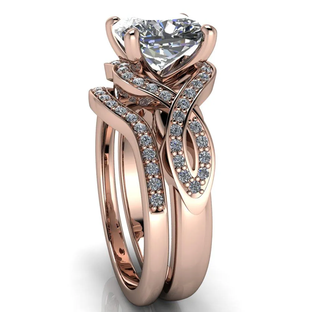 Rolling Stone Cushion Center Stone 4 Prong Split Shank Diamond Channel Ring