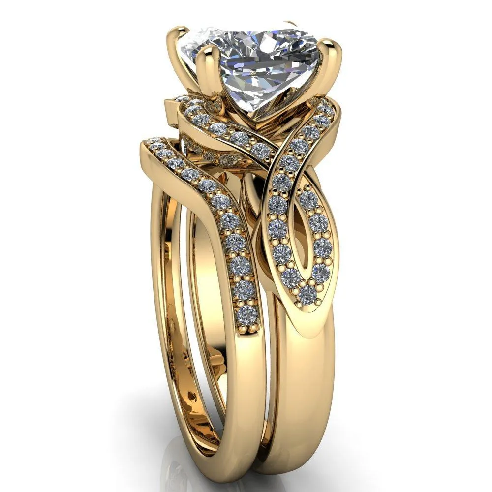 Rolling Stone Cushion Center Stone 4 Prong Split Shank Diamond Channel Ring
