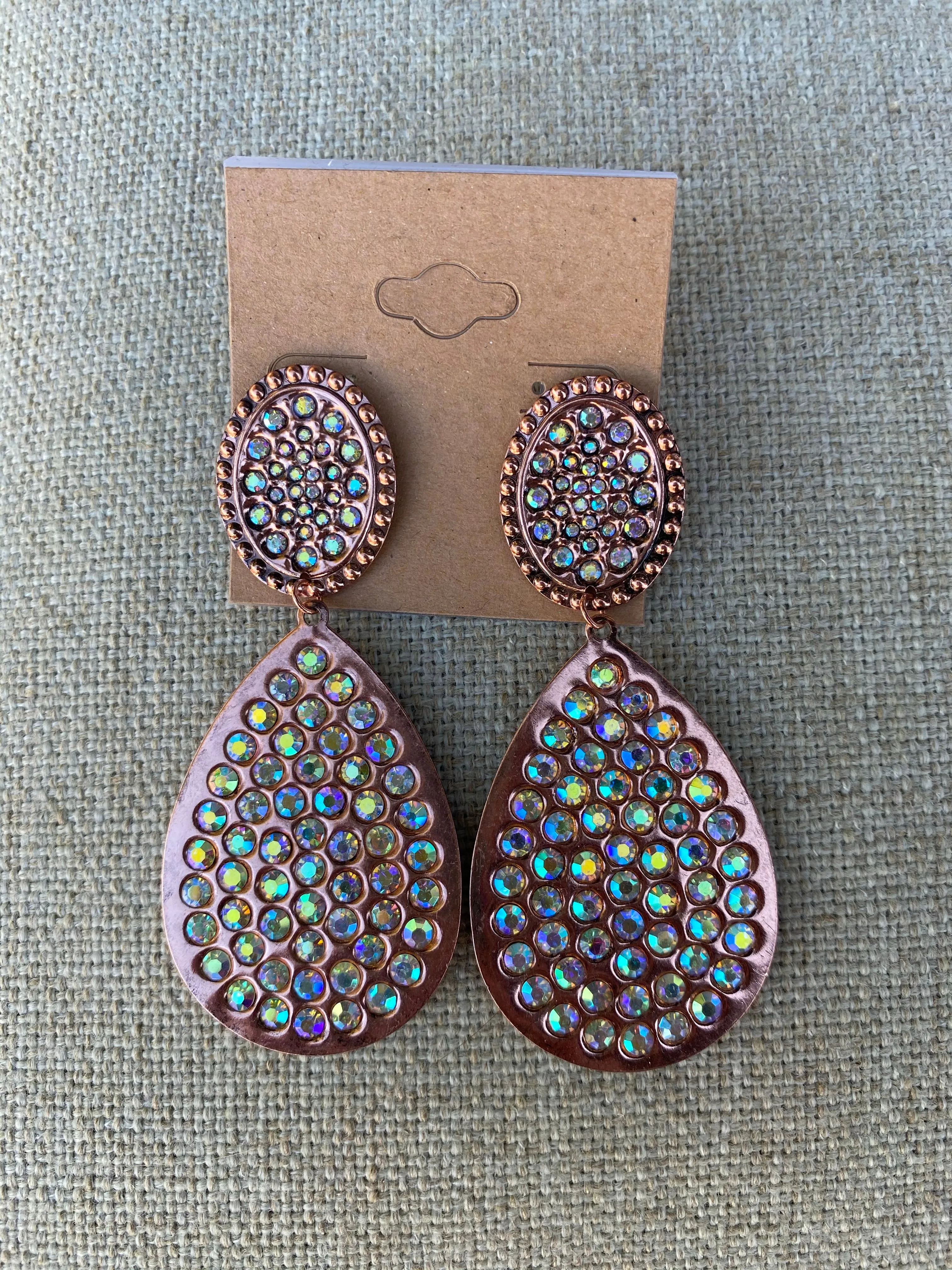 Rose Gold Crystal Post Earrings